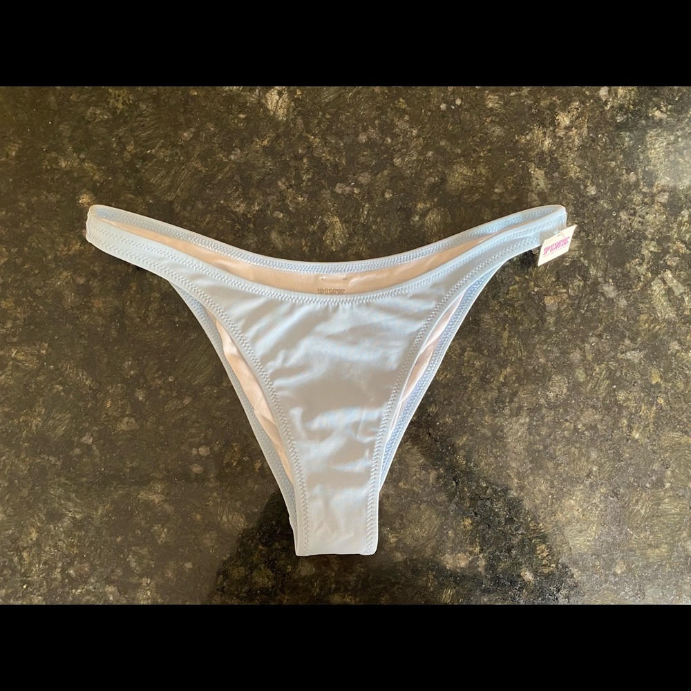 Light blue high leg bikini bottoms